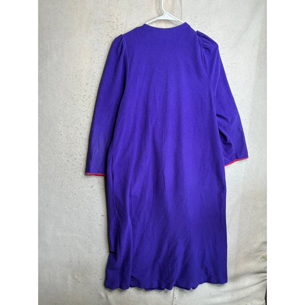 Vanity Fair Vintage Purple Fleece Embroidered Caftan Robe Made in USA Medium